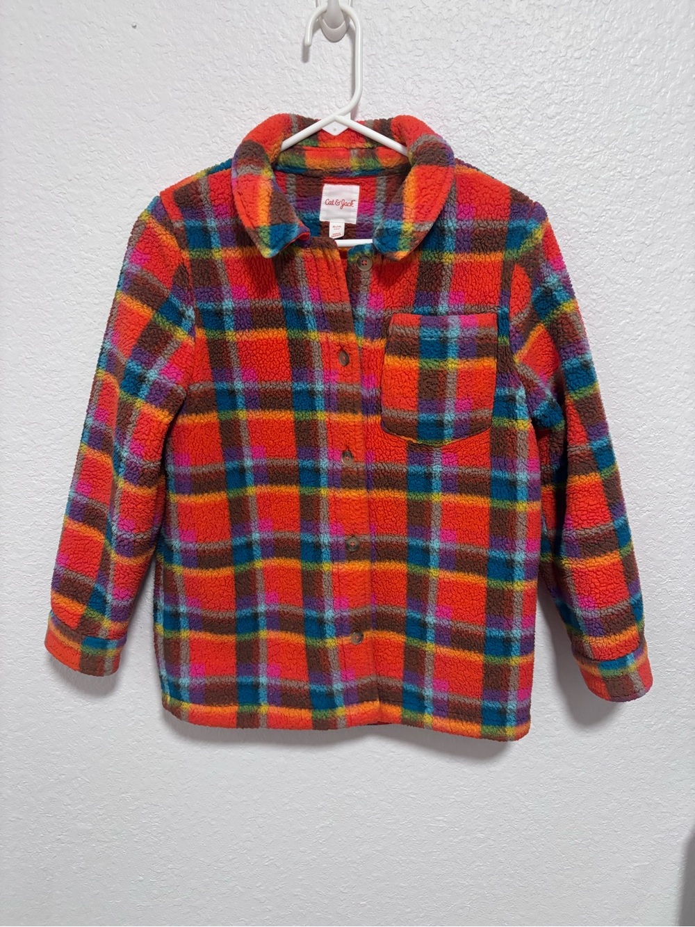 Cat & Jack OrangePlaid Sherpa Button-Up Shirt for Kids